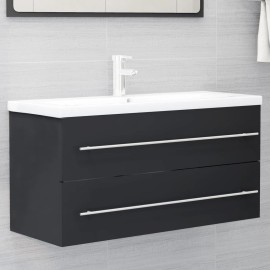 2 Piece Bathroom Furniture Set Grey Chipboard