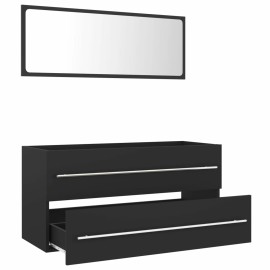 2 Piece Bathroom Furniture Set Grey Chipboard