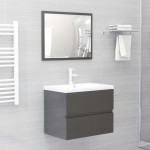 2 Piece Bathroom Furniture Set Grey Chipboard