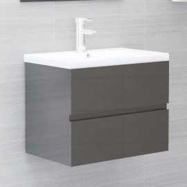 2 Piece Bathroom Furniture Set Grey Chipboard