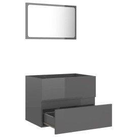 2 Piece Bathroom Furniture Set Grey Chipboard