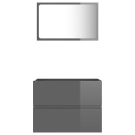 2 Piece Bathroom Furniture Set Grey Chipboard