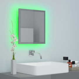 LED Bathroom Mirror High Gloss Grey 40x8.5x37 cm Chipboard