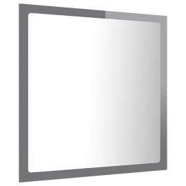LED Bathroom Mirror High Gloss Grey 40x8.5x37 cm Chipboard