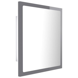 LED Bathroom Mirror High Gloss Grey 40x8.5x37 cm Chipboard
