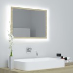 LED Bathroom Mirror Sonoma Oak 60x8.5x37 cm Chipboard