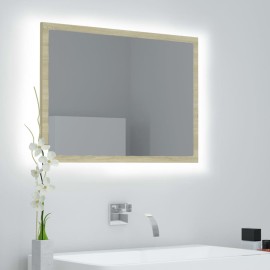 LED Bathroom Mirror Sonoma Oak 60x8.5x37 cm Chipboard