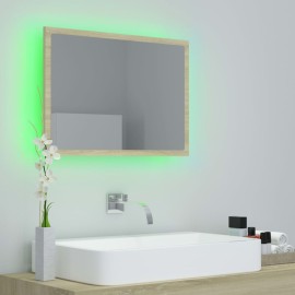 LED Bathroom Mirror Sonoma Oak 60x8.5x37 cm Chipboard