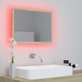 LED Bathroom Mirror Sonoma Oak 60x8.5x37 cm Chipboard
