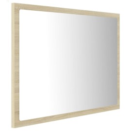 LED Bathroom Mirror Sonoma Oak 60x8.5x37 cm Chipboard