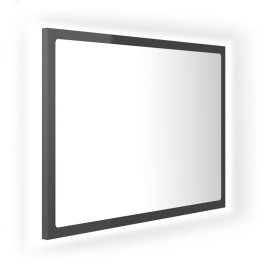 LED Bathroom Mirror High Gloss Grey 60x8.5x37 cm Chipboard