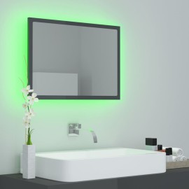 LED Bathroom Mirror High Gloss Grey 60x8.5x37 cm Chipboard