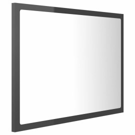 LED Bathroom Mirror High Gloss Grey 60x8.5x37 cm Chipboard