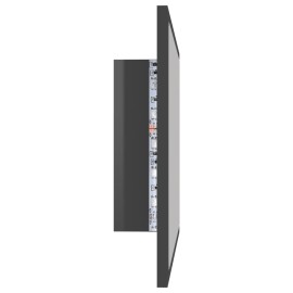 LED Bathroom Mirror High Gloss Grey 60x8.5x37 cm Chipboard