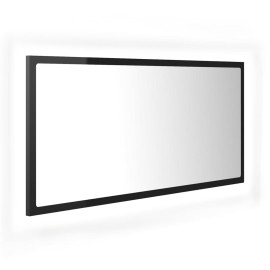 LED Bathroom Mirror High Gloss Black 90x8.5x37 cm Chipboard