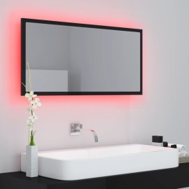 LED Bathroom Mirror High Gloss Black 90x8.5x37 cm Chipboard