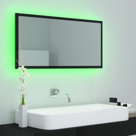 LED Bathroom Mirror High Gloss Black 90x8.5x37 cm Chipboard