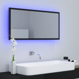 LED Bathroom Mirror High Gloss Black 90x8.5x37 cm Chipboard
