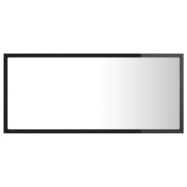 LED Bathroom Mirror High Gloss Black 90x8.5x37 cm Chipboard