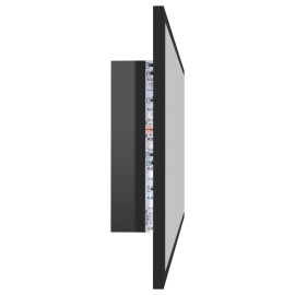LED Bathroom Mirror High Gloss Black 90x8.5x37 cm Chipboard