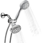 Handheld Shower Head Rain Showerhead Combo 5 Spray Settings High Pressure Shower Head With 3-Way Water Diverter Stainless Steel Hose Set Polished Chrome Bathroom Hand Showerhead Holder
