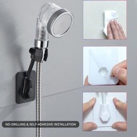 360°Rotate Shower Head Holder Adjustable Self-Adhesive Shower Arm Mount Wall Mounted Handheld Shower Holders Stainless Steel Showerhead Bracket Replacement for Bathroom Bathtub
