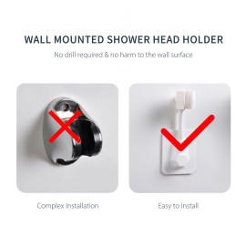 360°Rotate Shower Head Holder Adjustable Self-Adhesive Shower Arm Mount Wall Mounted Handheld Shower Holders Stainless Steel Showerhead Bracket Replacement for Bathroom Bathtub