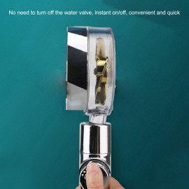 Propeller Pressurization Showerhead, Handheld High Pressure Shower Turbocharged Water Saving Small Barbarian Shower Left and Right 360° Rotatable