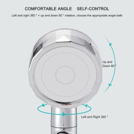 Propeller Pressurization Showerhead, Handheld High Pressure Shower Turbocharged Water Saving Small Barbarian Shower Left and Right 360° Rotatable
