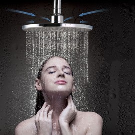 9 Inch Round Rain Showerhead G1/2 High Pressure Shower Head Bathroom Swivel Shower Head Ultra Thin Bath Rain Shower Head Replacement