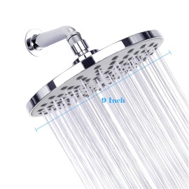 9 Inch Round Rain Showerhead G1/2 High Pressure Shower Head Bathroom Swivel Shower Head Ultra Thin Bath Rain Shower Head Replacement