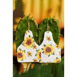 White Bohemian Sunflower Earrings