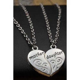 Mother and Daughter Heart Pendant Necklace