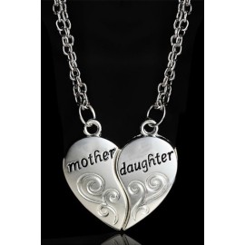 Mother and Daughter Heart Pendant Necklace