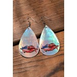Silvery Flag Lip Print Water Drop Hook Earrings