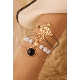 5Pcs Heart Pineapple Tortoise Beading Geometric Hollow Bracelet Set