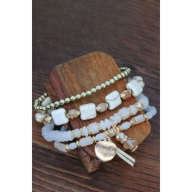 4pcs Beaded Elastic Rope Bracelet Set