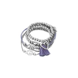 Hollow Out Heart Lotus Beading Tassel Bracelet Set