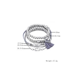 Hollow Out Heart Lotus Beading Tassel Bracelet Set