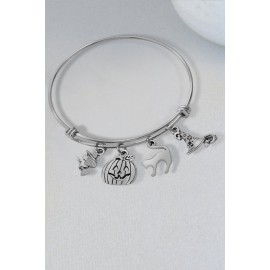 Halloween Pumpkin Face Cat Wizard Hat Witch Stainless Steel Adjustable Bracelet