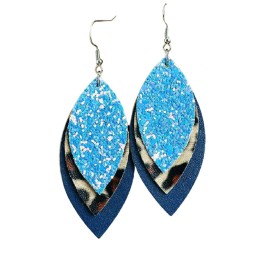 Sequin Leopard Multilayered Leather Earring