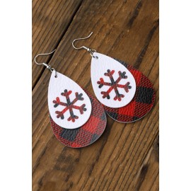 Snowflake Plaid Christmas Water Drop Earrings