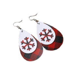 Snowflake Plaid Christmas Water Drop Earrings