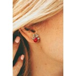 Red Three-dimensional Reindeer Christmas Earrings