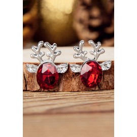 Red Three-dimensional Reindeer Christmas Earrings