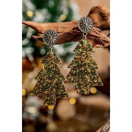 Sequin Christmas Tree Shape Dangle Earrings