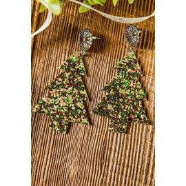 Sequin Christmas Tree Shape Dangle Earrings