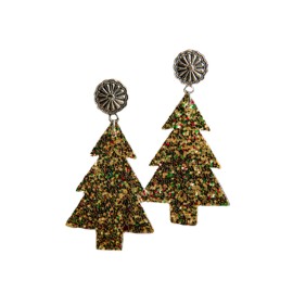Sequin Christmas Tree Shape Dangle Earrings
