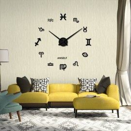 ANSELF DIY Mirror Effect Wall Clock Symbol Sticker Set Acrylic Art Design Home Decoration Black