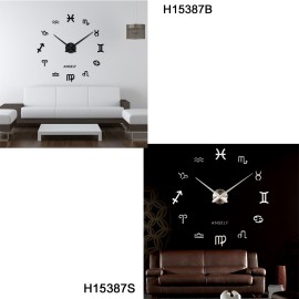 ANSELF DIY Mirror Effect Wall Clock Symbol Sticker Set Acrylic Art Design Home Decoration Black